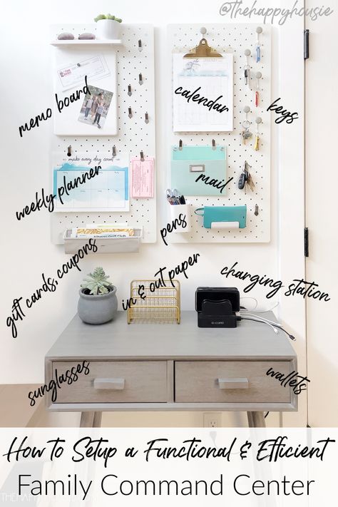 Family Command Center Wall, Command Center Organization, Diy Command Center, Junk Organization, Home Command Center, Small Kitchen Cabinets, Organizing Challenges, Family Command Center, Paper Clutter