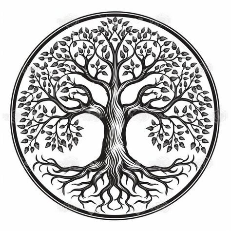 Tree Of Life Drawing, Tree Mandala, Life Circle, Circle Tattoos, Silhouette Template, Tree Of Life Tattoo, Celtic Tree Of Life, Box Pouch, Celtic Tree