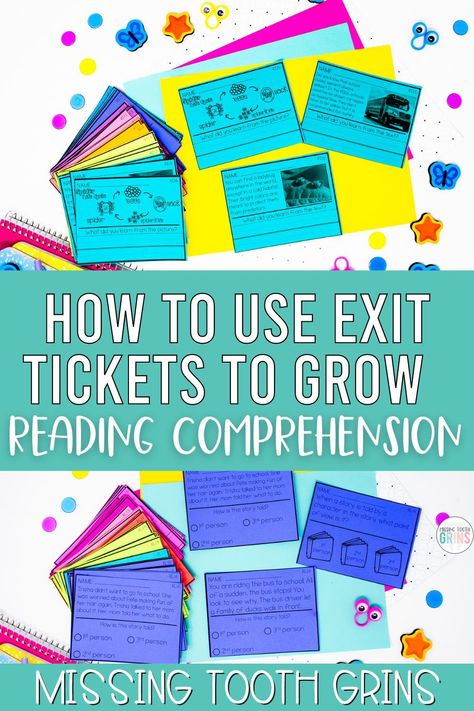 Reading Exit Tickets 1st Grade, First Grade Exit Tickets, Exit Tickets Kindergarten, 1st Grade Exit Tickets, Exit Tickets Elementary, 1st Grade Reading, Teaching Reading Comprehension, Missing Tooth, Data Notebooks