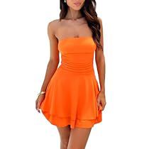 Olivia Rodrigo Costume, Orange Clothing, Tube Mini Dress, Streetwear Dress, Flowy Summer Dresses, Mini Tube Dress, Dress Y2k, Flowy Design, Fitted Mini Dress