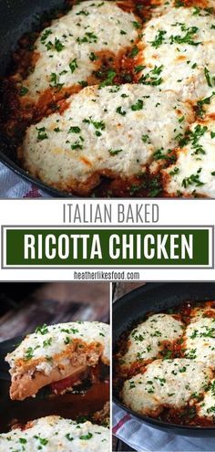 Italian Marinated Chicken, Ricotta Chicken, Recipe Using Ricotta, Chicken Ricotta, Ricotta Stuffed Chicken, Ricotta Recipe, Ricotta Cheese Recipes, Baked Ricotta, Marinating Chicken Breast