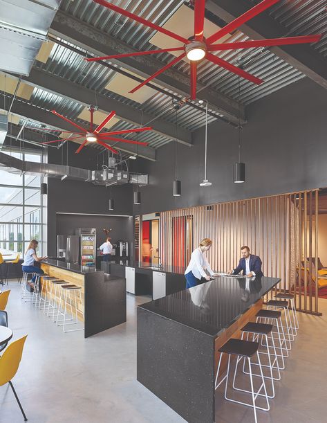 Break Room Ideas that Won’t Break the Bank | Buildings Industrial Office Space, Office Break Room, Architecture Facade, Commercial And Office Architecture, Office Architecture, Office Tour, Modern Office Space, Modern Office Decor, Modern Office Design