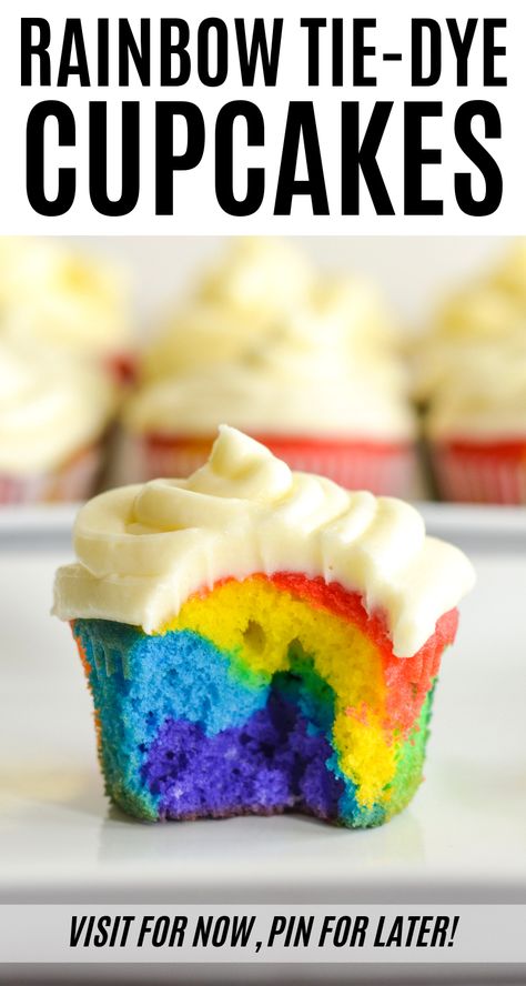 Tie Dye Cupcakes Frosting, Rainbow Cupcakes Recipe, Cupcakes With Buttercream Frosting, Tie Dye Cupcakes, Rainbow Ideas, Cupcakes With Buttercream, Buttercream Frosting For Cupcakes, Easy Buttercream Frosting, Homemade Buttercream