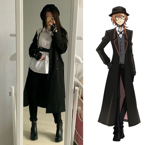 Atsushi Inspired Outfit, Chuuya Clothes Style, Chuuya Outfit Ideas, Chuuya Nakahara Outfit, Bungo Stray Dogs Inspired Outfits, Chuuya Inspired Outfit, Chuuya Outfit, Bsd Birthday, Bsd Outfits