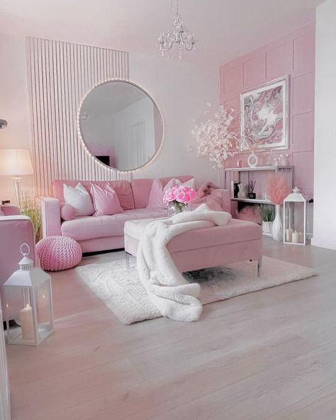 Girly Living Room, Tattoo Modern, Pink Living Room Decor, White Lantern, Picture Pink, Girly Apartment Decor, Sofa White, Pink Furniture, Lantern Candle