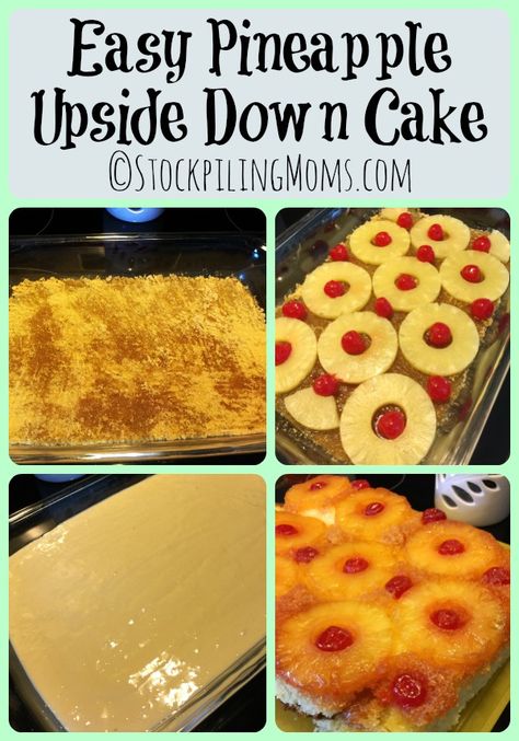 Yellow Box Cake Mix Recipes Pineapple Upside Down, Pinapple Cake Upside Down Cake, Pineapple Upside Down Cake With Box Cake, Easy Pineapple Upside Down Cake, Pineapple Upside Down Cake Recipe, Upside Down Cake Recipe, Cake Easy, Pineapple Upside, Pineapple Upside Down Cake