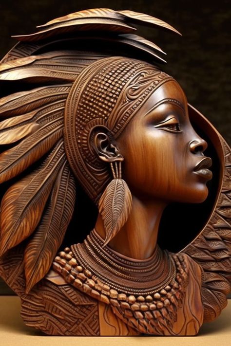 Embrace unique, timeless art with African Artistry's hand-carved wood sculpture canvas prints. Enhance your home with these stunning, culturally rich pieces, curated from master artisans! Black Art Sculptures, African Artifacts Decor, Sculpture Canvas, African Statues, Yoruba Orishas, African Carving, African Wood Carvings, Africa Art Design, African Inspired Decor