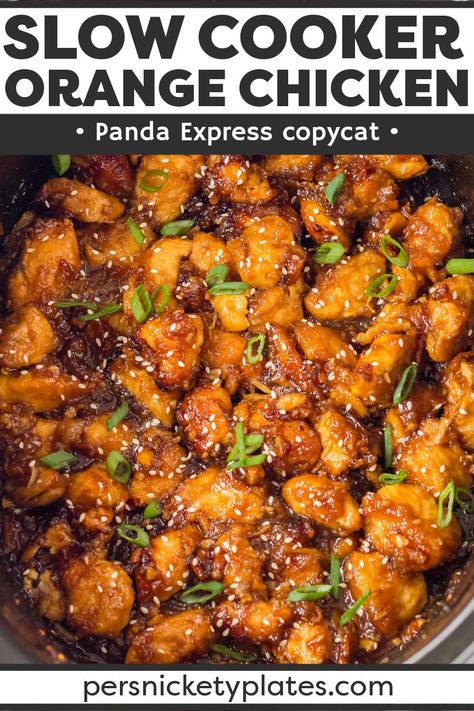 Copycat Orange Chicken, Slow Cooker Orange Chicken, Panda Express Copycat, Chicken Crockpot Recipes Easy, Easy Crockpot Dinners, Orange Chicken Recipe, Panda Express, Slow Cooker Dinner, Crockpot Dishes