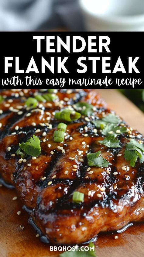 This soy sauce and honey flank steak marinade is packed with flavor and will make your steak tender and juicy. Perfect for grilling or cooking on the stovetop, it’s the easiest way to bring out the best in your steak. Save this now and click through for the full recipe! Tenderize Flank Steak How To, Delmonico Steak Marinade Recipes, Cooking Flank Steak In Oven, Flank Steak Grill Recipes, Flank Steak Recipes Stovetop, Marinade For Flank Steak Recipe, Flank Steak Recipes Cast Iron, How To Cook Flank Steak, Best Flank Steak Recipes