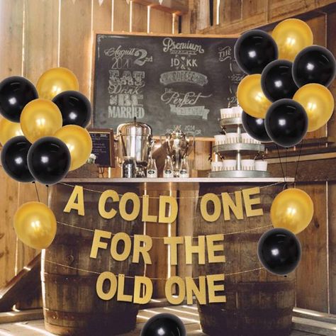 Amazon.com: A Cold One for The Old One Party Decorations Banner, Beer Black Gold Balloons for Men Aged to Perfection Cheers and Beers to 40 Years 50th 60th Birthday Becorations : Toys & Games 60th Birthday Decorations For Men, 50th Birthday Husband, 50th Birthday Party Men, Balloons For Men, Masculine Birthday Party, 60th Birthday Party Themes, 60th Birthday Ideas For Dad, Birthday Decorations Balloons, Cheers And Beers To 40 Years