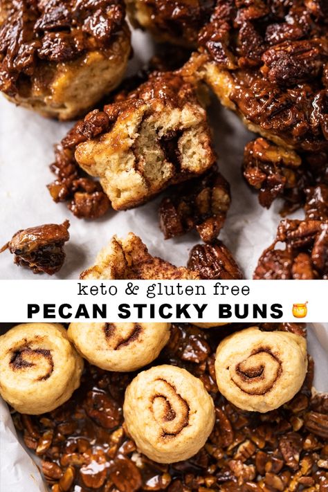 Caramel Pecan Sticky Buns, Cinnamon Sticky Buns, Gluten Free Pecan, Sticky Buns Recipes, Pecan Sticky Buns, Keto Treats, Keto Cinnamon Rolls, Start Keto, Keto Christmas