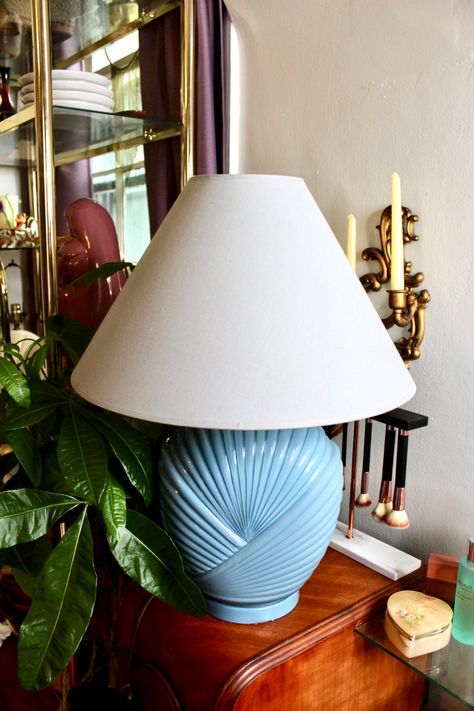 Vintage Shell Lamp, 90s Esthetics, 80s Lamp, Art Deco Shell, Newport News Virginia, 80s Art Deco, 80s Stuff, 80s Home, 80s Art