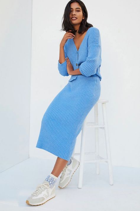 Saturday/Sunday Niza Knit Skirt Set Knit Set Outfit, Knit Skirt Set, Skirt Set Outfit, Fashion Mumblr, Ribbed Skirt, Skirt And Top Set, Knit Midi Skirt, Loungewear Sets, Loungewear Set