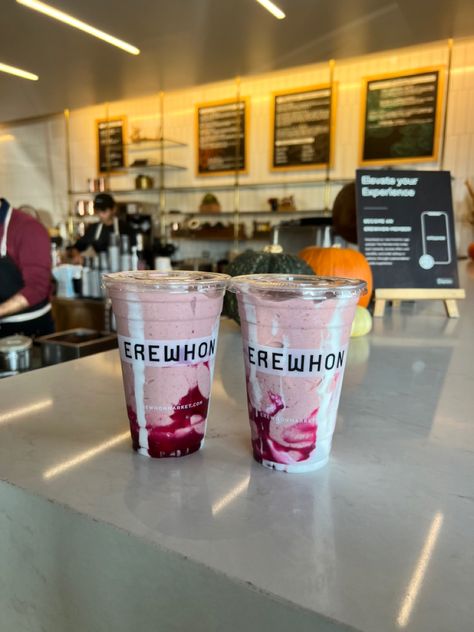 Erewhon #aesthetic #grocerystore #healthylifestyle #smoothie Smoothie Store, Pink Smoothie, Smoothie Shop, La Life, Pink Pilates, La Food, American Princess, Health Smoothies, Juice Bar