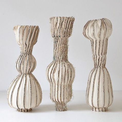 Fabric Vase, French Candlesticks, Modus Operandi, Cardboard Sculpture, Textile Sculpture, Contemporary Textiles, Pottery Sculpture, Ceramic Pots, Design Del Prodotto