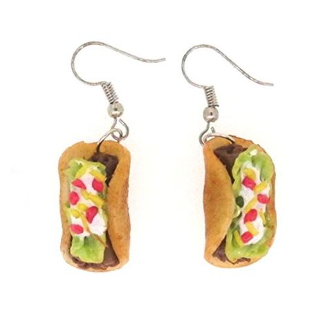 Taco Earrings, Food Polymer Clay, Taco Food, Big Dangle Earrings, Best Wings, Headband Wrap, Wing Jewelry, Polymer Earrings, Food Earrings