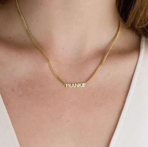 valentines-day-gifts-for-daughter Name Choker, Letters Necklace, Block Letters, Choker Style, Vermeil Jewelry, Custom Name Necklace, Christmas 2020, Cuban Chain, Letter Necklace