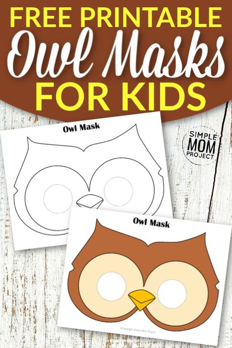 Owl Mask For Kids, Owl Mask Template, Diy Owl Mask, Mabon Ideas, Advent Kita, Printable Masks For Kids, Owl Crafts For Kids, Animal Masks Craft, Animal Mask Templates