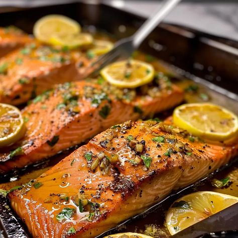 Baked Honey Lime Garlic Butter Salmon Recipe - Lime Salmon Recipes, Delicious Salmon Recipes, Garlic Butter Salmon, Butter Salmon, Lime Recipes, Honey Lime, Salmon Recipe, Salmon Fillets, Garlic Butter