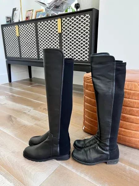 Comparison of the Stuart Weitzman 5050 boots (on the right) and the City Stitch part of the Nordstrom Anniversary Sale! The City Stitch is a little bulkier, but does have more lift. #nsale #LTKshoecrush #LTKstyletip Stuart Weitzman City Boots, Stuart Weitzman Boots Outfit, City Boots, 5050 Boots, Stuart Weitzman 5050, Bold Outfits, Stuart Weitzman Boots, Knee Boot, Nordstrom Anniversary Sale