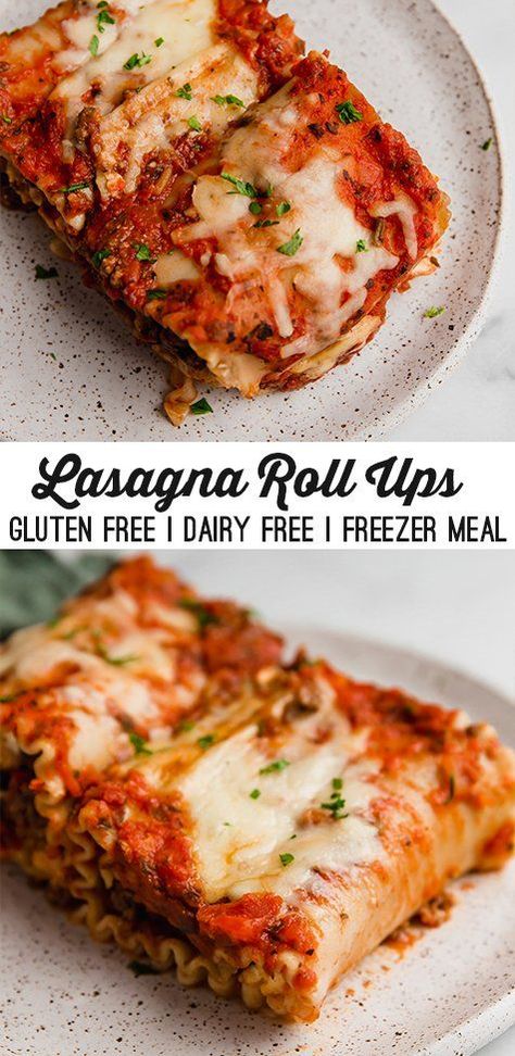 Freezer Lasagna Roll Ups (Gluten-free, Dairy Free) - Unbound Wellness Freezer Lasagna, Gluten Free Dairy Free Recipes Dinner, Gluten Free Freezer Meals, Dairy Free Lasagna, Gluten Free Dairy Free Dinner, Unbound Wellness, Lasagna Roll Ups, Dairy Free Recipes Dinner, Gluten Free Lasagna