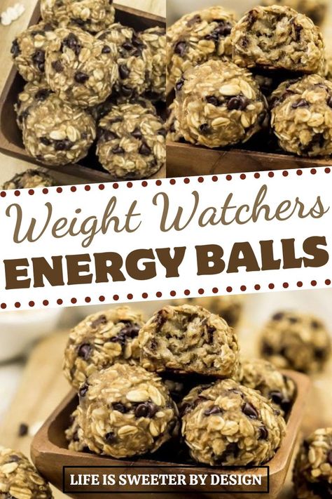 Bananas + oats = Delicious Weight Watchers Energy Balls! Oatmeal Energy Balls, Low Point Snacks, Weight Watchers Food Points, Weight Watchers Meals Dinner, Protein Balls Healthy, Oatmeal Balls, Delicious Oatmeal, Weight Watchers Snack Recipes, Protein Balls Recipes