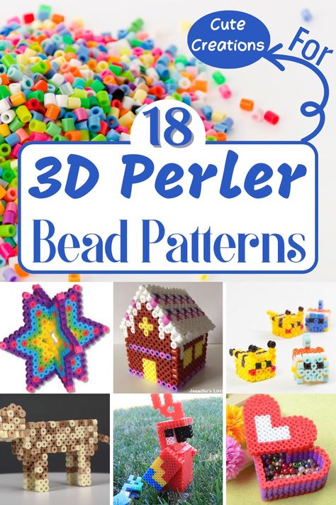 3d Fuse Beads Ideas, How To Make 3d Perler Beads, Perler Bead 3d Figures, Melty Beads 3d, Up Perler Bead Pattern, Simple 3d Perler Bead Patterns, Peeler Bead Ideas Christmas, 3d Perler Bead Patterns Tutorials Easy, 3d Melting Bead Patterns