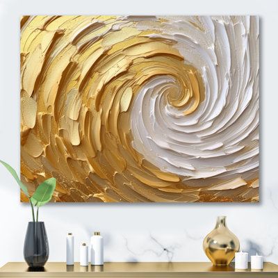 Achieve drama and glamor in your bedroom, living room, or office with this stunning wall art print. The textured motif in white and gold is meticulously printed with premium inks on artist-quality material, ensuring a crisp and vivid image. The versatile design allows it to seamlessly blend into a gallery wall or stand-alone above a sideboard, adding flair to any space. Appreciate the convenience of the included mounting hardware, making it ready to grace your walls straight out of the box. Whet Gold Living, Gold Living Room, Plaster Art, Gold Interior, Gold Cream, Metal Art Prints, Art Living Room, Metal Artwork, Wall Art Living Room