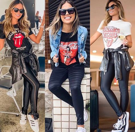 Women’s Rock Fashion, Spanish Rock Concert Outfit, What To Wear To A Journey Concert, Rolling Stones Concert Outfit Ideas, Rolling Stones Concert Outfit, Metal Concert Outfit Ideas, Rock N Roll Outfit, Rock Band Outfits, Rock Chic Outfits