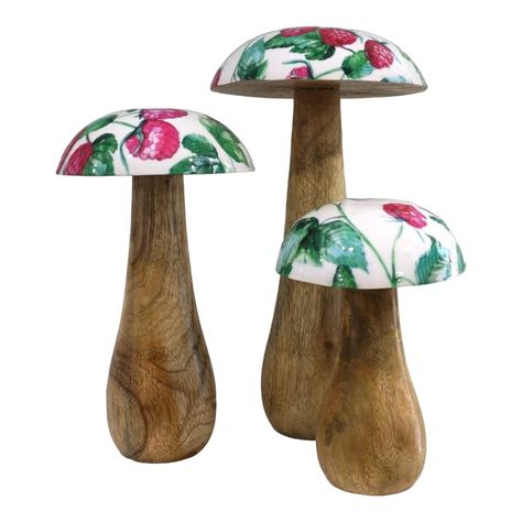 Adorable set of 3 hand-crafted wood mushrooms a whimsical decor accent for your home. Shop online today at sundarashop.com Sundara Furnishings - Planting a tree with every sale! Free Shipping USA #mushroomdecor #woodenmushrooms #handcraftedwoodenmushrooms #whimsicaldecor #uniquegiftideas #shoponline #shoplocal #shopsmallbusiness #freeshippingusa #plantatreewithus #homedecor #seasonaldecoraccents #homefurnitureanddecor Wood Mushrooms, Planting A Tree, Mushroom Decor, Whimsical Decor, Shop Small Business, Handcrafted Wood, A Tree, Home Projects, Planting