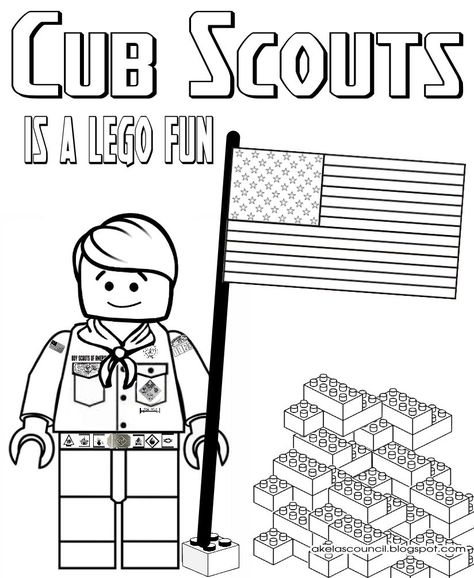 Lego * Cub Scout Coloring Page - Great for the Blue & Gold Banquet or a Regular Pack Meeting - Free Printable Clipart - Pre-Opener Cub Scout Coloring Pages, Scout Coloring Pages, Cub Scout Law, Cub Scout Skits, Cub Scout Popcorn, Cub Scout Games, Cub Scouts Wolf, Cub Scouts Bear, Cub Scout Crafts