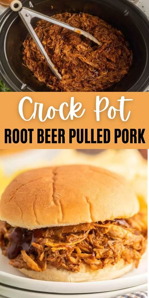 Beer Pulled Pork Slow Cooker, Beer Pork Roast Slow Cooker, Pulled Pork Crock Pot Recipes Root Beer, Barbeque Sandwiches, Root Beer Pulled Pork, Pulled Pork Crock, Savory Sandwiches, Rootbeer Pulled Pork, Beer Pulled Pork