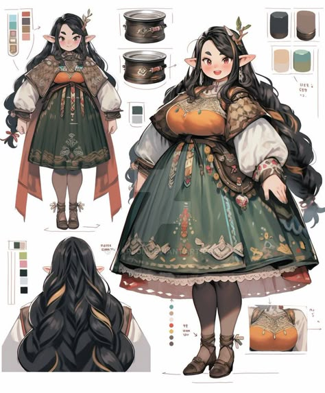 Character Art Simple, Plus Size Dnd Character, Plus Size Character Design, Magic Character Design, Dnd Fashion, Ref Sheet, Accel World, Dnd Art, 영감을 주는 캐릭터