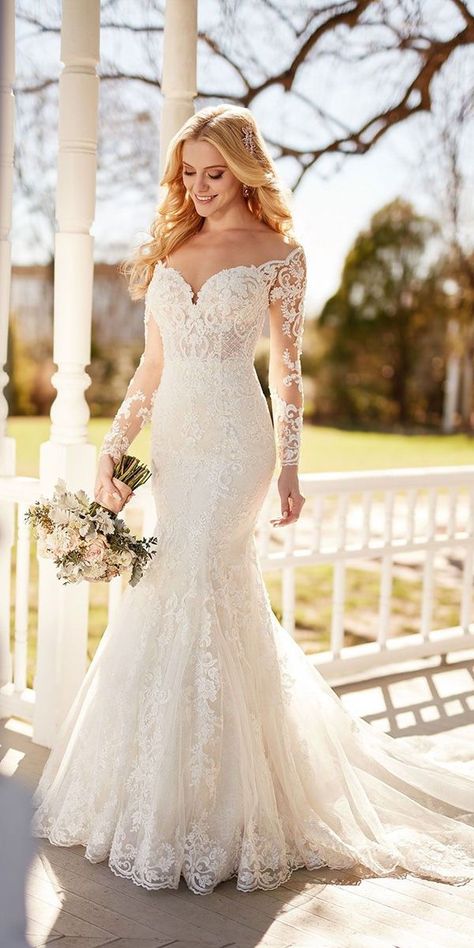 30 Mermaid Wedding Dresses You Admire ❤️ mermaid wedding dresses off the shoulder sleeves lace sweetheart martina liana #weddingforward #wedding #bride Robes Glamour, Beautiful Lace Dresses, Martina Liana, A Wedding Dress, Lace Mermaid Wedding Dress, Dresses Elegant, Best Wedding Dresses, Perfect Wedding Dress, Beautiful Wedding Dresses