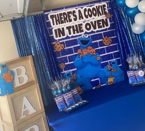 Baby Shower Cookie Monster Theme, Baby Showers For Boys Theme, Cookie Monster Gender Reveal, Cookie Monster Decor, Cookie Monster Theme Baby Shower Ideas, Baby Boy Themed Baby Shower Ideas, Boy Baby Shower Ideas Black People, Baby Shower Ideas For Boys Decorations Theme Parties, February Baby Shower Ideas Boy