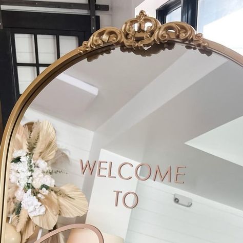 Event Planning + Decor on Instagram: "Custom mirror welcome sign 🌸" Mirror Welcome Sign, Custom Mirror, Custom Mirrors, Large Mirror, Welcome Sign, Event Planning, Bridal Shower, Baby Shower, Shower