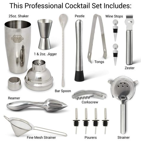 Bartending Basics, Cocktail Bar Set, Bartender Drinks Recipes, Bartending Kit, Bartender Kit, Home Bar Essentials, Bartender Drinks, Iced Drinks Recipes, Home Bar Accessories