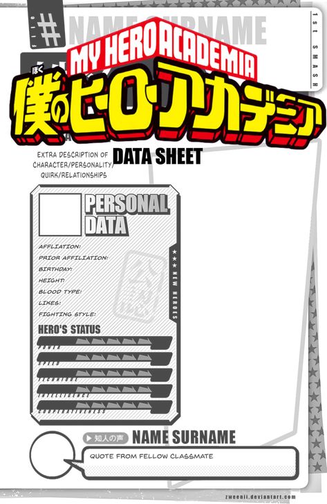 BnHA OC Hero Data Template [P2U] by Zweenii on DeviantArt My Hero Academy, Oc Template, Character Sheet Template, Character Personality, File Template, Character Template, Drawing Templates, Character Sheet, Anime Drawings Tutorials