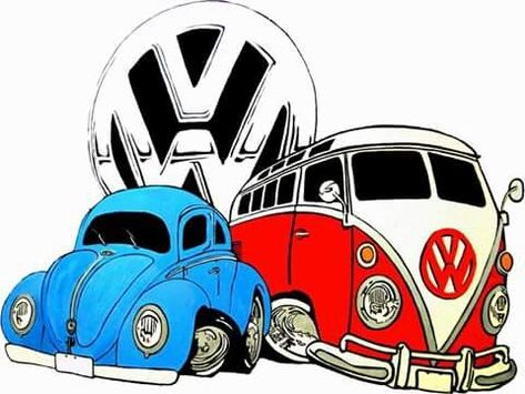 Volkswagen Logo Art, Drawing Classic, Cartoon Car Drawing, Bus Art, Vw Art, Vw Classic, Combi Volkswagen, Volkswagen Camper, Combi Vw