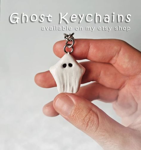 Halloween might be over, but who cares when you can be spooky all year round 👻 Keychains available on my Etsy shop 🔗 • #handmade #handmadecharms #halloween #polymerclay #polymerclaycreations #clayart #polymerclayart #ghost #clayminiature #art #ghostcharm #handmadegifts #keychain #food #handmadekeychain #cutecharms #diy #artsandcrafts Clay Miniatures, Polymer Clay Creations, Handmade Charms, Cute Charms, Polymer Clay Art, Who Cares, Clay Art, Keychains, Polymer Clay