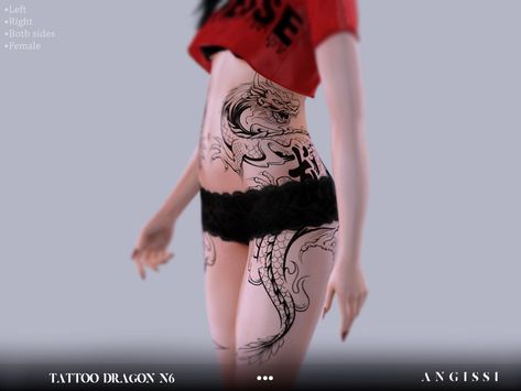 Dragon Hip Tattoo, Sims 4 Hair Male, Sims 4 Tattoos, Sims 4 Piercings, Sims 4 Traits, Female Tattoos, Sims 5, 4 Tattoo, Sims 4 Body Mods