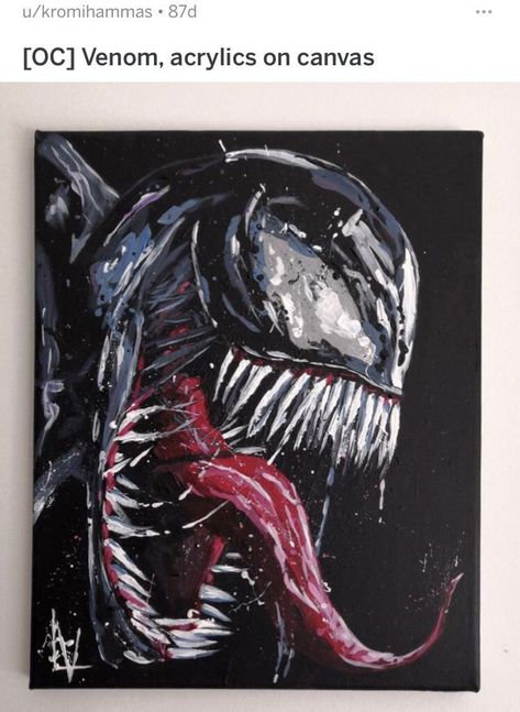 Avengers Canvas Painting, Venom Painting, Spiderman And Venom, Haunted Art, Scary Paintings, Venom Face, Spiderman Painting, Avengers Room, Anatomical Heart Art