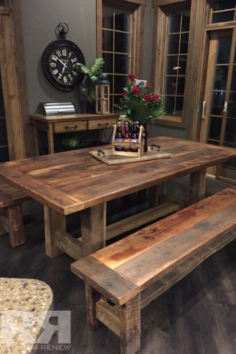 Farmhouse Style Kitchen Table, Barnwood Dining Table, Rustic Dining Room Table, Rustic Kitchen Tables, Diy Dining Room Table, Diy Kitchen Table, Kitchen Table Bench, Wood Dining Room Table, Rustic Farmhouse Table