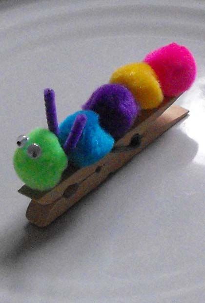 Preschool Arts & Crafts Activities: Make a Pom Pom Caterpillar! Pom Pom Caterpillar, Preschool Arts And Crafts, Activities For Toddlers, The Very Hungry Caterpillar, Clothes Pin Crafts, Very Hungry Caterpillar, Very Hungry, Hungry Caterpillar, Childrens Crafts