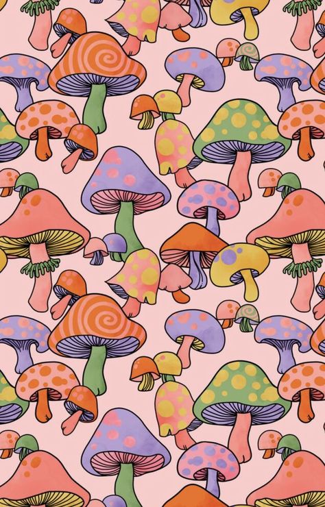 60s Wallpaper, 60s Aesthetic, Mushroom Magic, Mushroom Wallpaper, Artsy Background, Happy Wallpaper, New Retro Wave, Witchy Wallpaper, Trippy Wallpaper