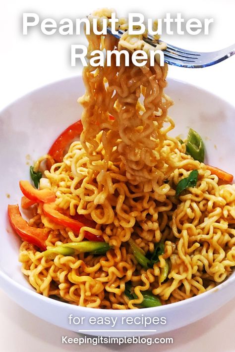 These easy and delicious ramen noodles get an upgrade with a spicy Asian peanut sauce. So easy to make and perfect as is or with additions. Spicy Peanut Butter Ramen, Peanut Butter Ramen Noodles, Peanut Ramen Noodles, Butter Ramen Noodles, Peanut Ramen, Asian Peanut Sauce, Spicy Peanut Butter, Soy Sauce Noodles, Peanut Butter Ramen