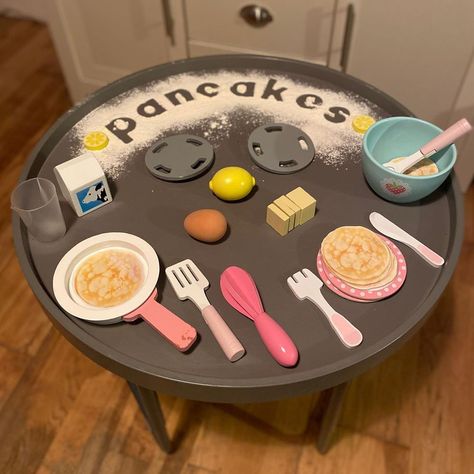 Tuff Tray Treasures on Instagram: “Good morning and happy Pancake Day / Shrove Tuesday! 🥞 🥞 🥞. Can’t wait to eat some real ones later! What’s your favourite topping? 😋 🍋 🍫 🍓…” Pancake Tuff Tray Ideas, Pancake Day Tuff Tray, Food Tuff Tray, Pancake Tuesday Activities, Happy Pancake Day, Pancake Tuesday, Tuff Tray Ideas, Shrove Tuesday, Nursery Activities