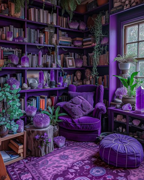 Which of these purple cottage home aesthetics is your favorite , 1,2,3,4,5,6,7,8,9 or 10? 💜 “Embrace the enchantment of lavender dreams in this whimsical purple haven. A cottage where every shade of violet dances with the whispers of serenity, inviting you to escape into a world of tranquility and charm. 💜🏡 💜 Friendly disclaimer~ These fantasy scenes were created using mixed media & programs such as Photoshop, Lightroom, Midjourney and with the use of RF stock images from Unsplash & Pexels~ .... Witch Living Room, Maximalist Living Room Decor, Purple Cottage, Purple Living Room, Home Aesthetics, Purple Kitchen, Victorian Bedroom, The Whispers, Purple Rooms