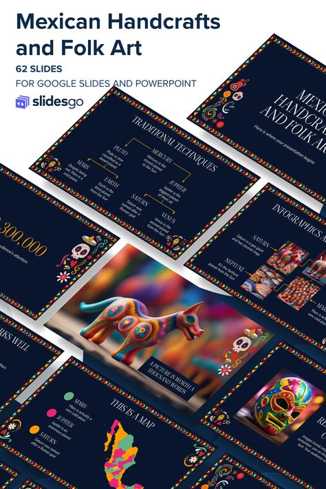 Mexican Handcrafts and Folk Art Art Presentation, Ppt Design, Power Point Template, Google Slides Themes, Canva Design, Slide Design, Microsoft Powerpoint, Traditional Techniques, Google Slides