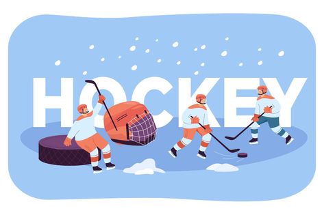 Hockey Illustration, Hockey Nets, Free Time Activities, Hockey Kids, Time Activity, Flat Vector Illustration, Ice Rink, Lock Screens, Hockey Puck